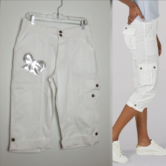 Lee 1889 Y2K Relaxed Fit Capri Pant Women's Size 12 White - Picture 1 of 7